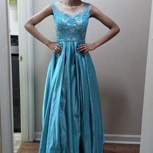 JJs House Jade Embroidered Illusion Bodice Evening/Prom Gown